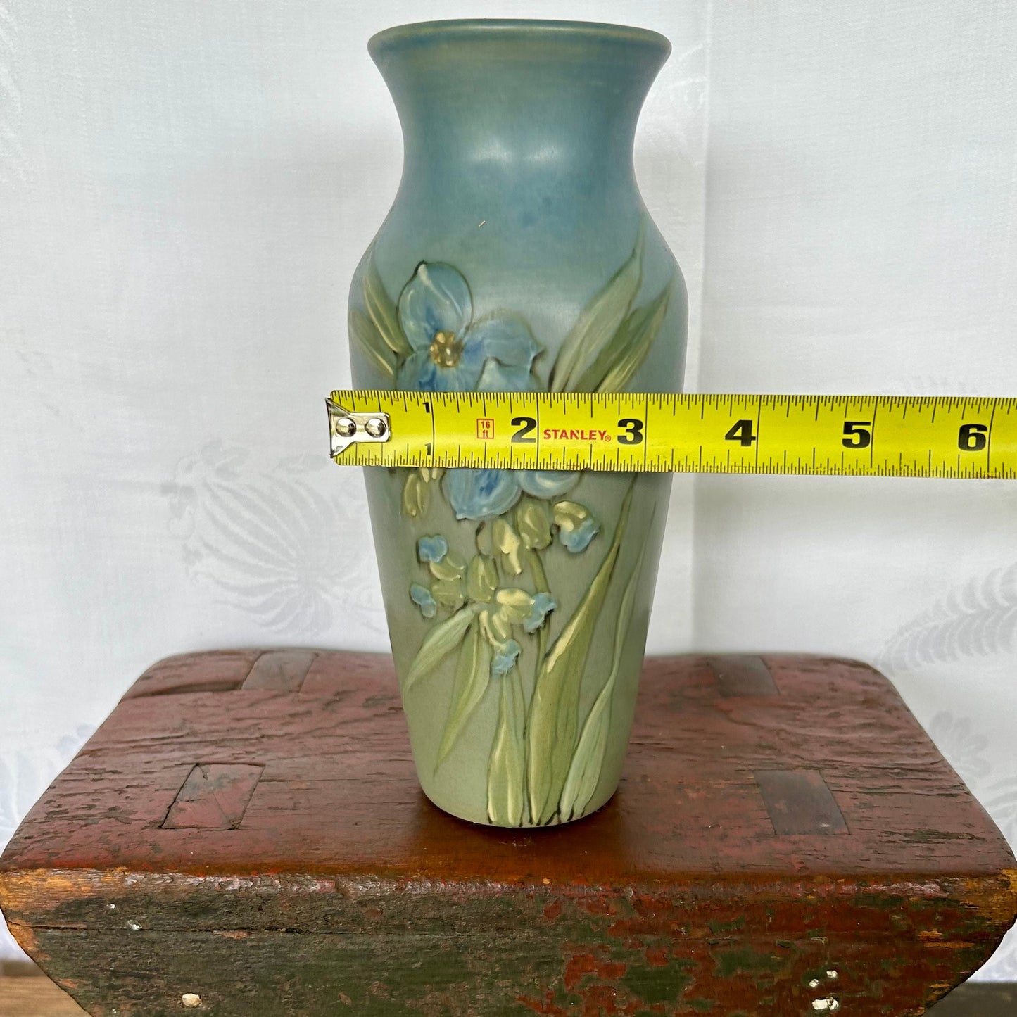 Weller Pottery Hudson Handpainted Spiderwort and Leaves Vase Signed by the Artist Dorothy England c. 1910
