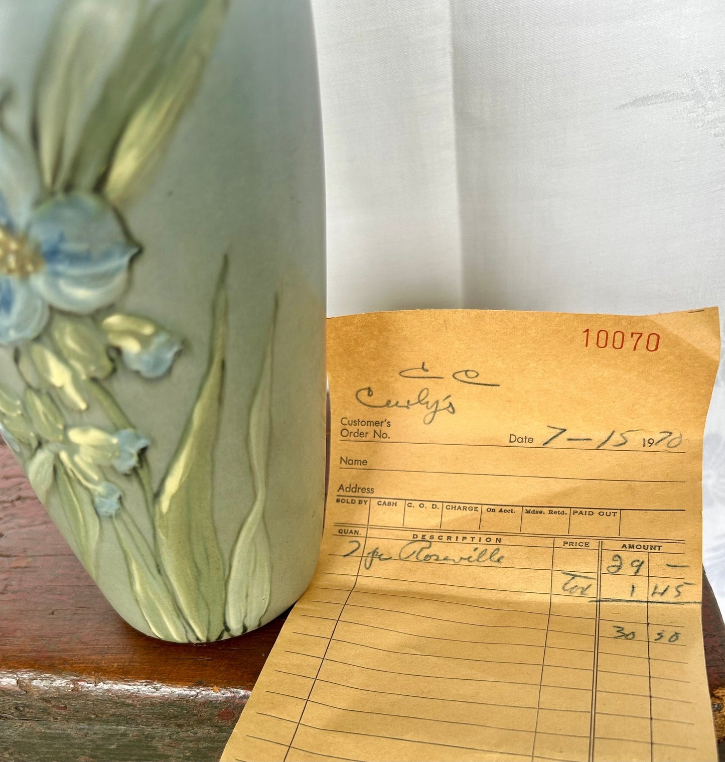 Weller Pottery Hudson Handpainted Spiderwort and Leaves Vase Signed by the Artist Dorothy England c. 1910