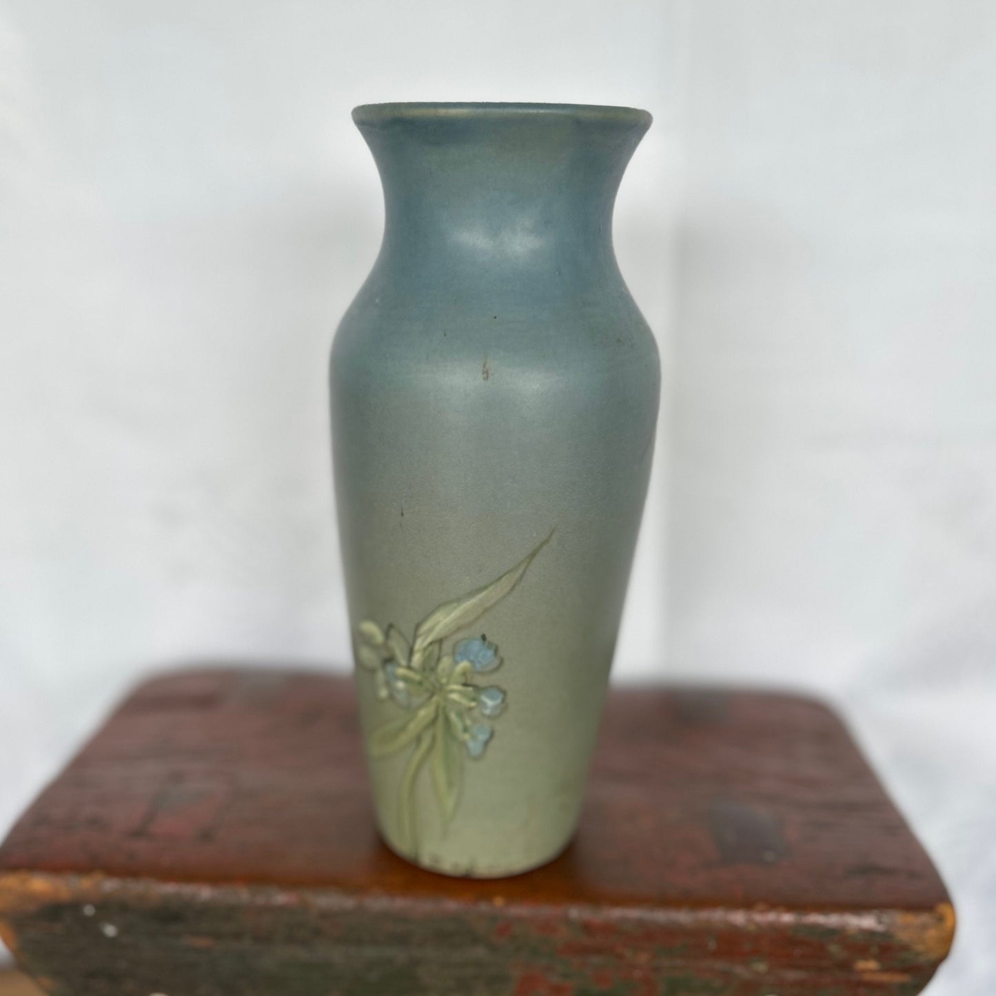 Weller Pottery Hudson Handpainted Spiderwort and Leaves Vase Signed by the Artist Dorothy England c. 1910