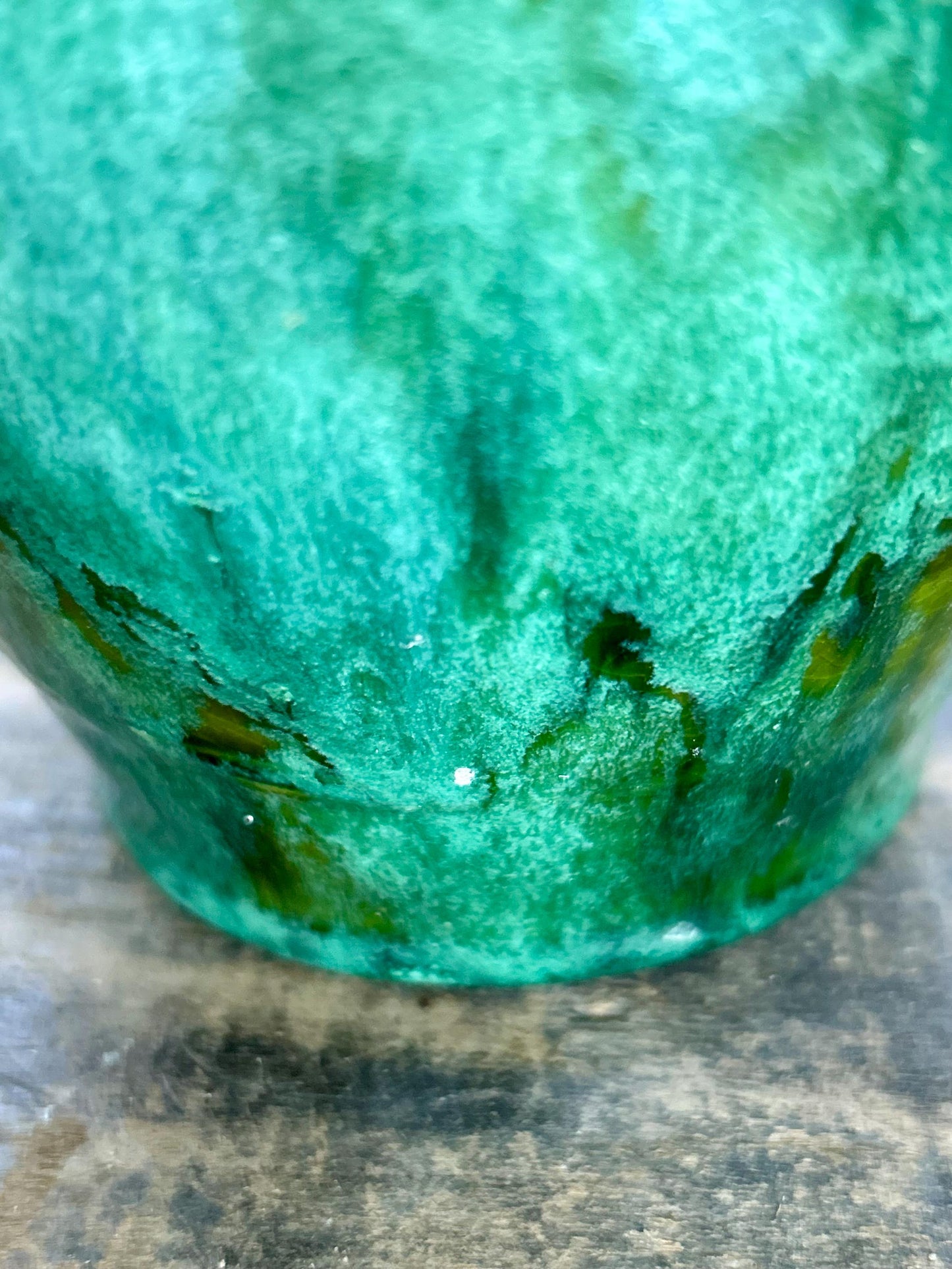Pair of Brush McCoy Pottery Blended Green Onyx Vases 050
