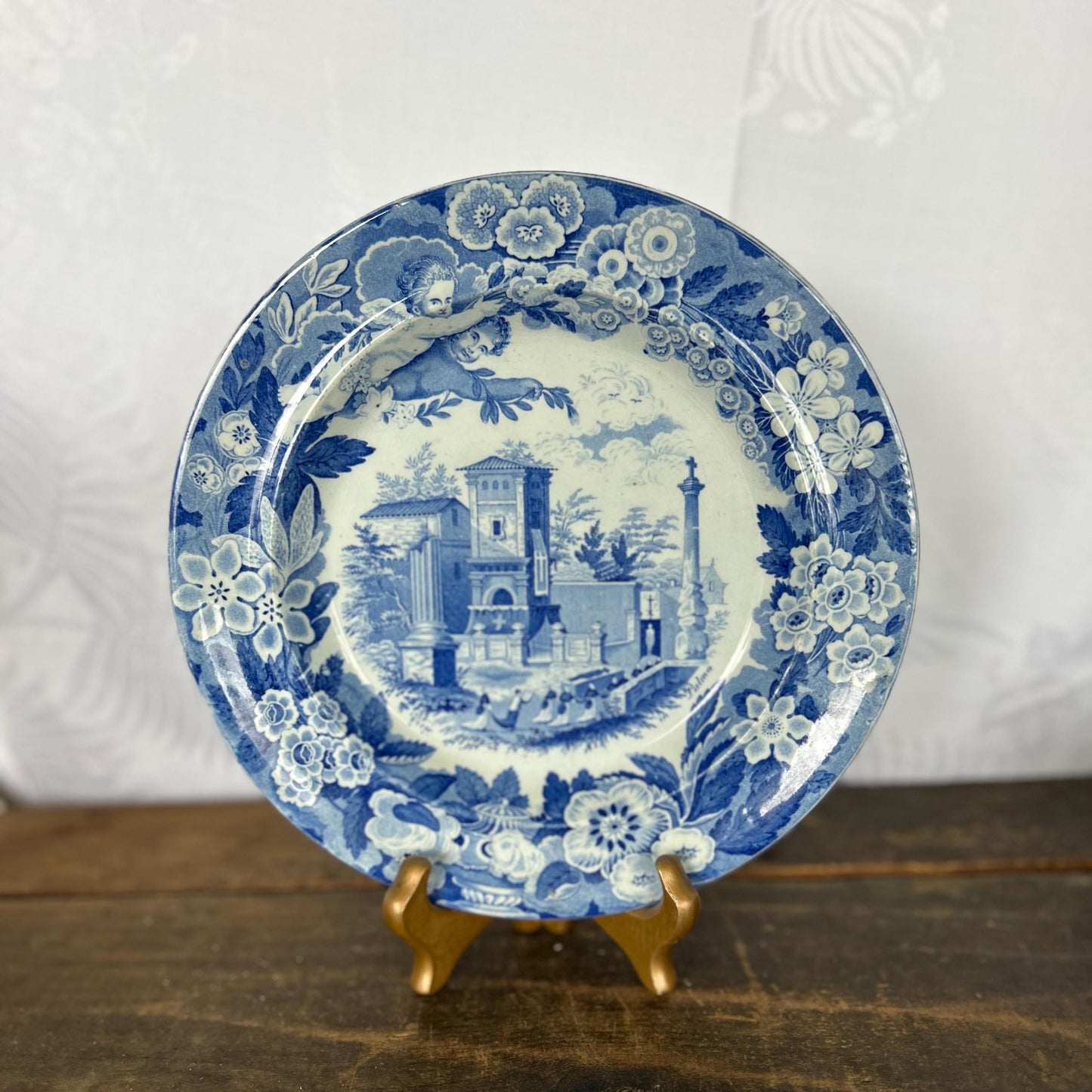 Rare Don Pottery c1820 Blue Transferware Dinner Plate “View from Palma”