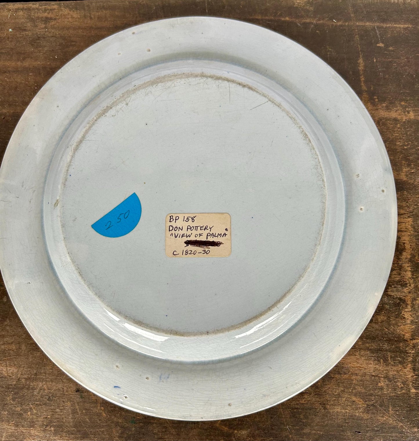 Rare Don Pottery c1820 Blue Transferware Dinner Plate “View from Palma”