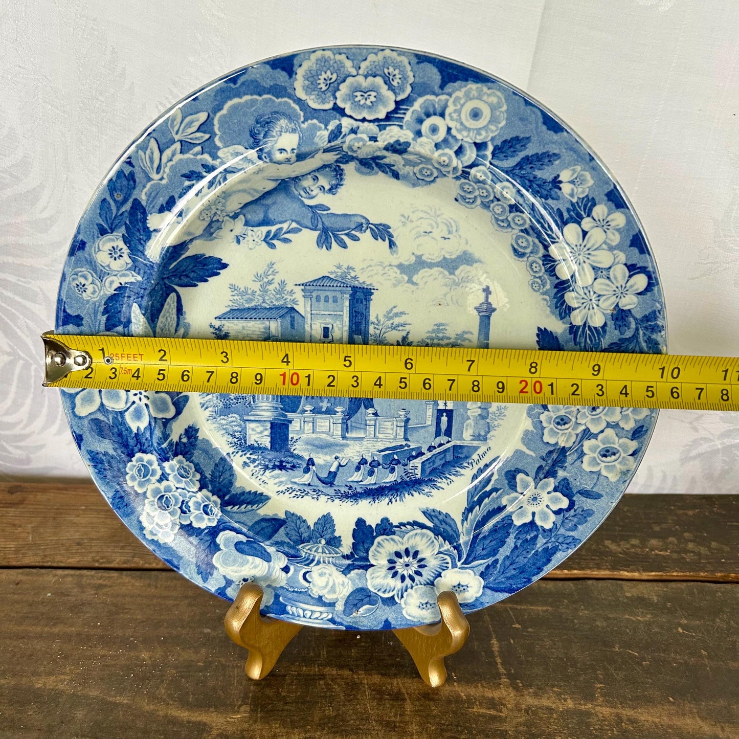 Rare Don Pottery c1820 Blue Transferware Dinner Plate “View from Palma”