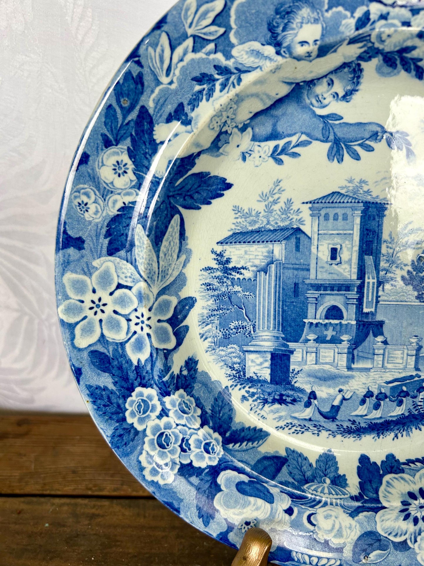 Rare Don Pottery c1820 Blue Transferware Dinner Plate “View from Palma”