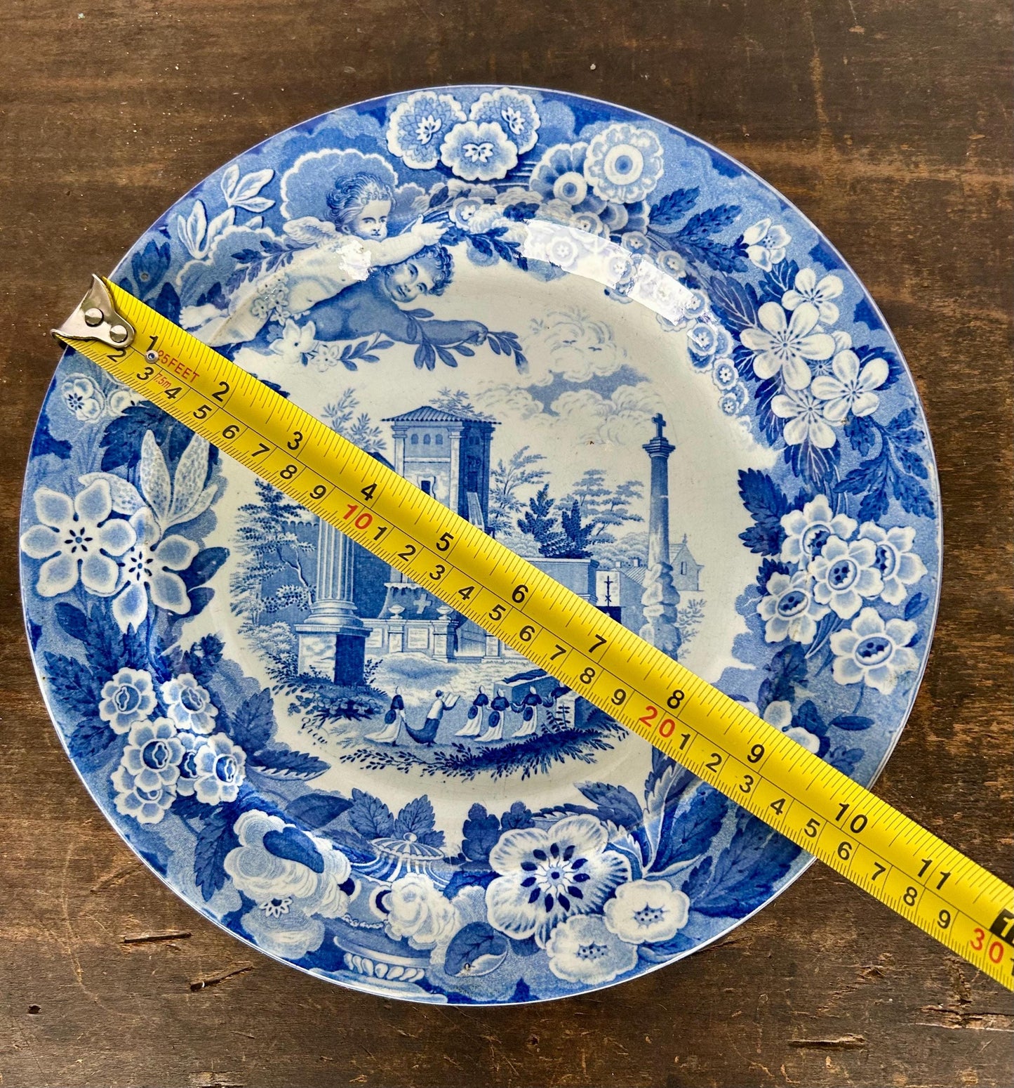 Rare Don Pottery c1820 Blue Transferware Dinner Plate “View from Palma”