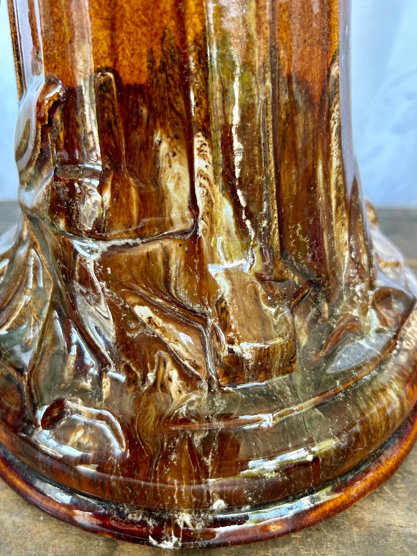 Vintage 1930s Mccoy Sand Butterfly Pedestal Base Only for Jardiniere Blended Glaze