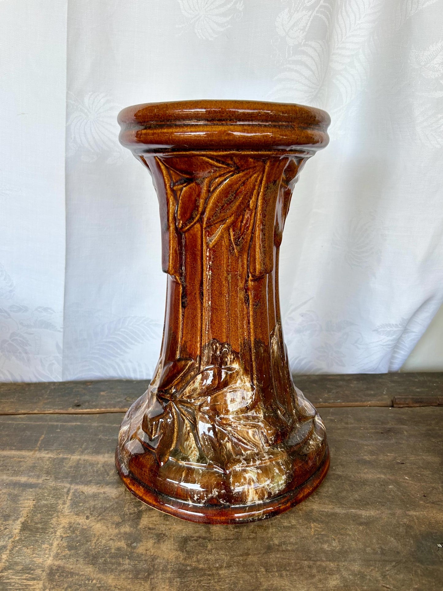 Vintage 1930s Mccoy Sand Butterfly Pedestal Base Only for Jardiniere Blended Glaze