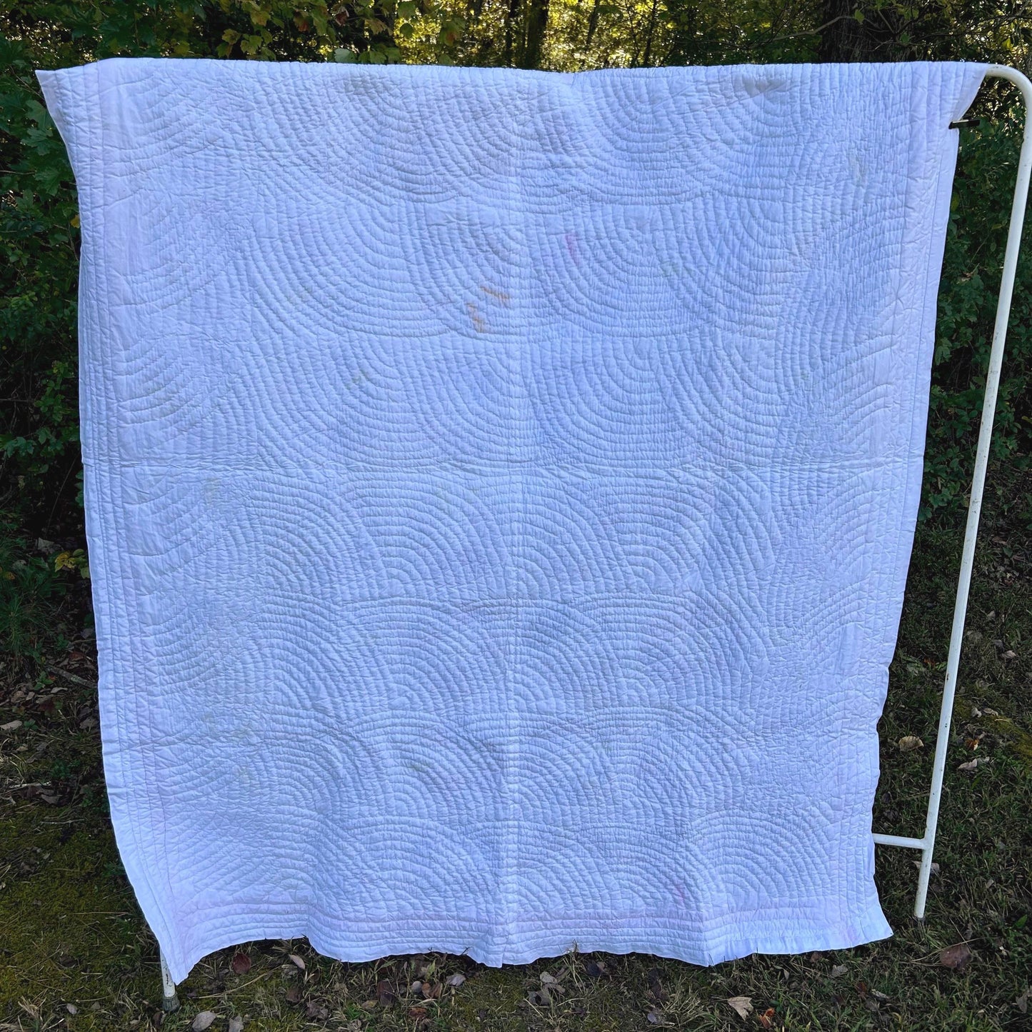 Outstanding Vintage Handmade Dresden Plate Quilt 78x64