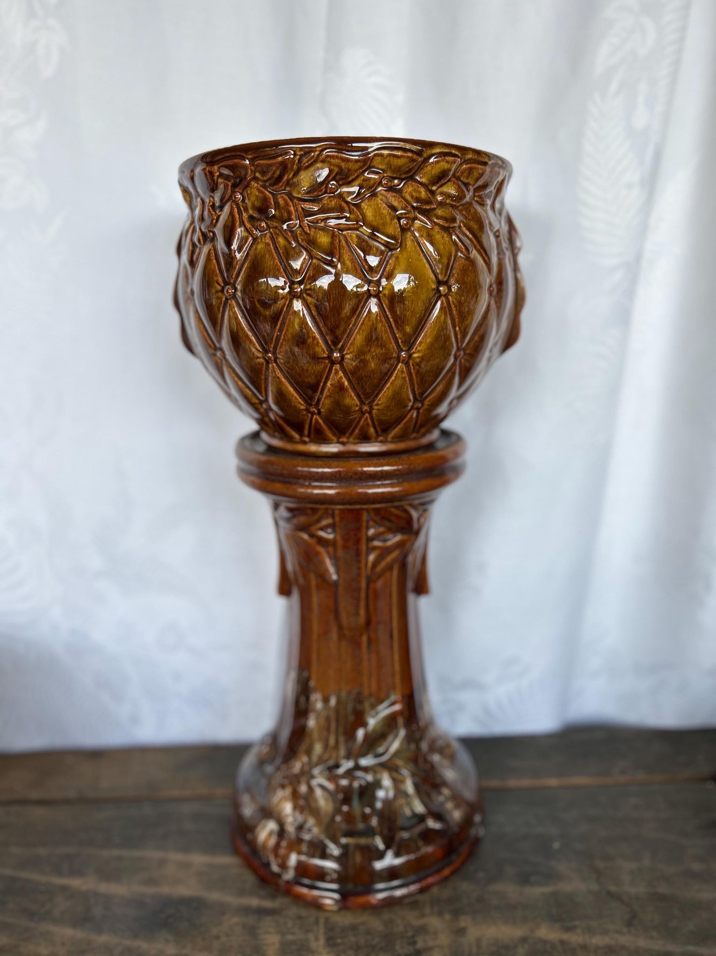Vintage 1930s Mccoy Sand Butterfly Pedestal Base Only for Jardiniere Blended Glaze