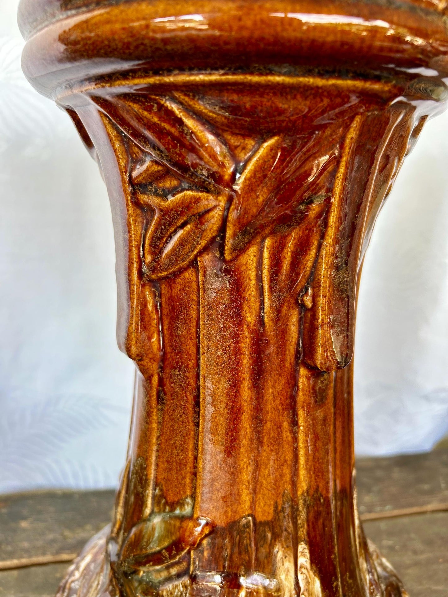 Vintage 1930s Mccoy Sand Butterfly Pedestal Base Only for Jardiniere Blended Glaze