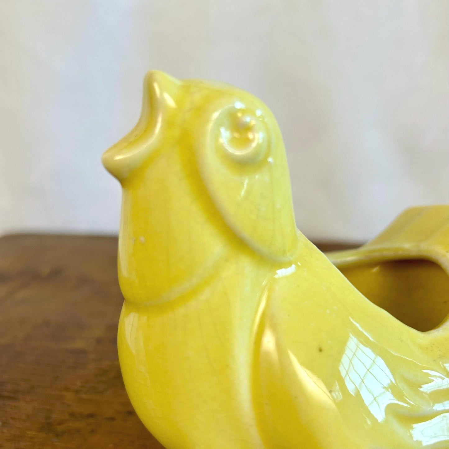 Vintage McCoy Pottery Singing Bird Planter in Glossy Yellow