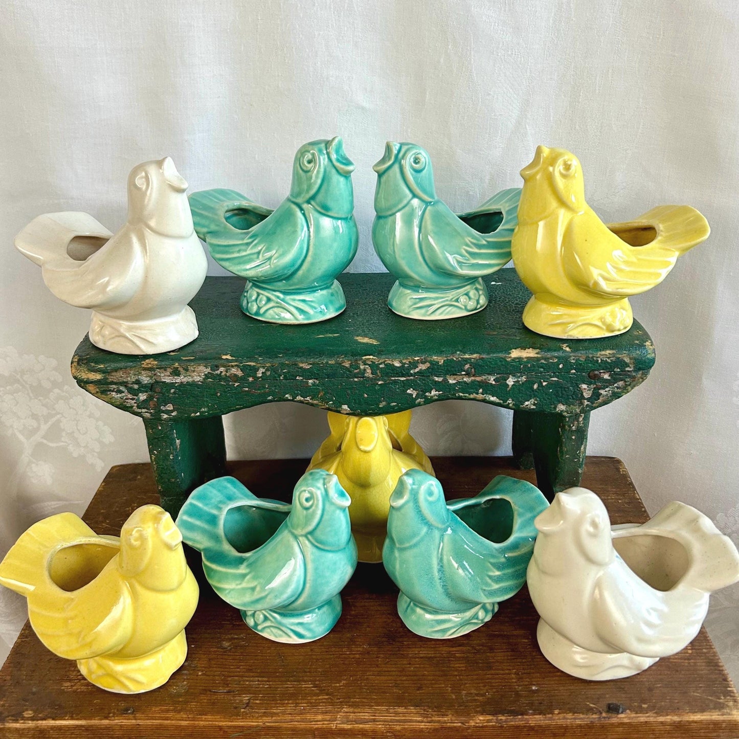 Vintage McCoy Pottery Singing Bird Planter in Glossy Yellow