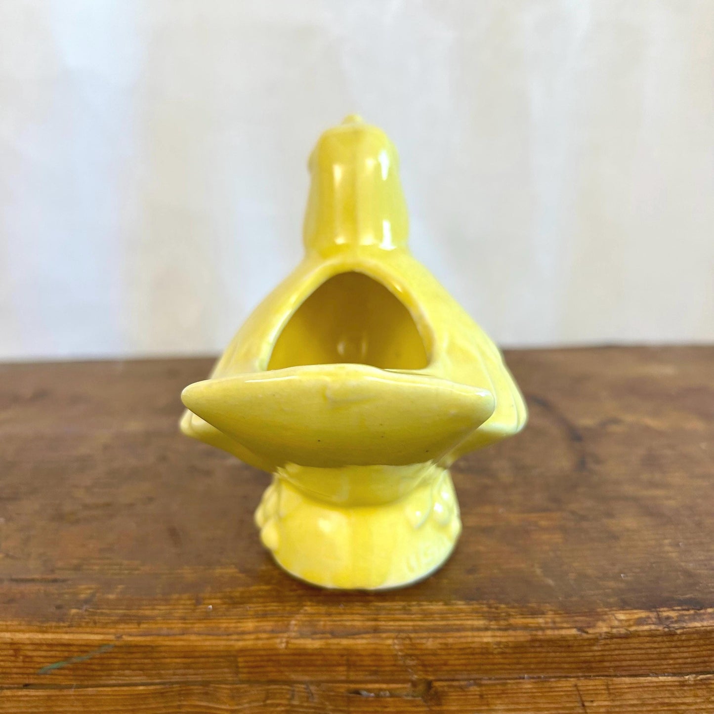Vintage McCoy Pottery Singing Bird Planter in Glossy Yellow