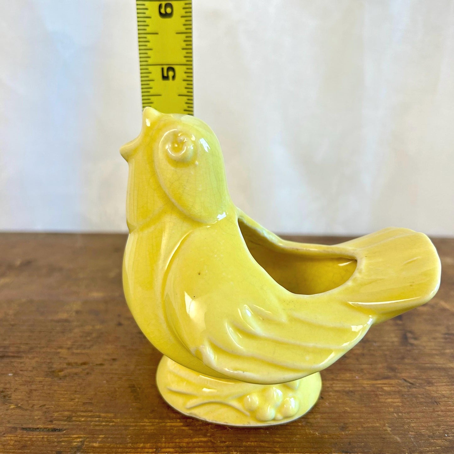 Vintage McCoy Pottery Singing Bird Planter in Glossy Yellow