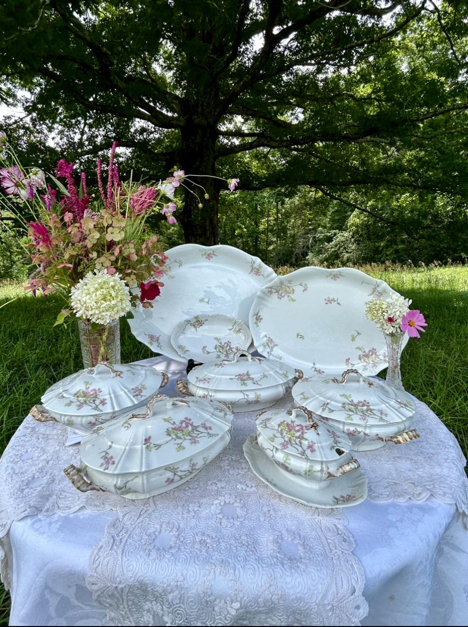 Theo Haviland France Limoges Pattern 126, Pink and Yellow Apple Blossoms 18 inch Platter