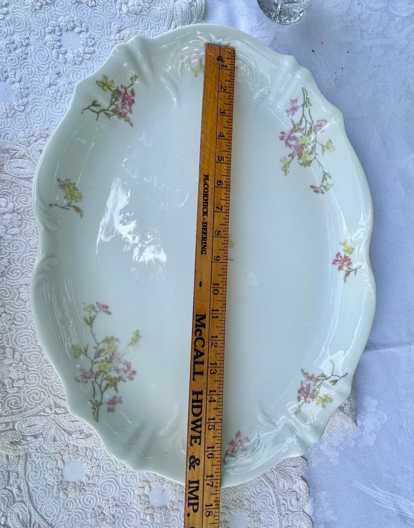 Theo Haviland France Limoges Pattern 126, Pink and Yellow Apple Blossoms 18 inch Platter