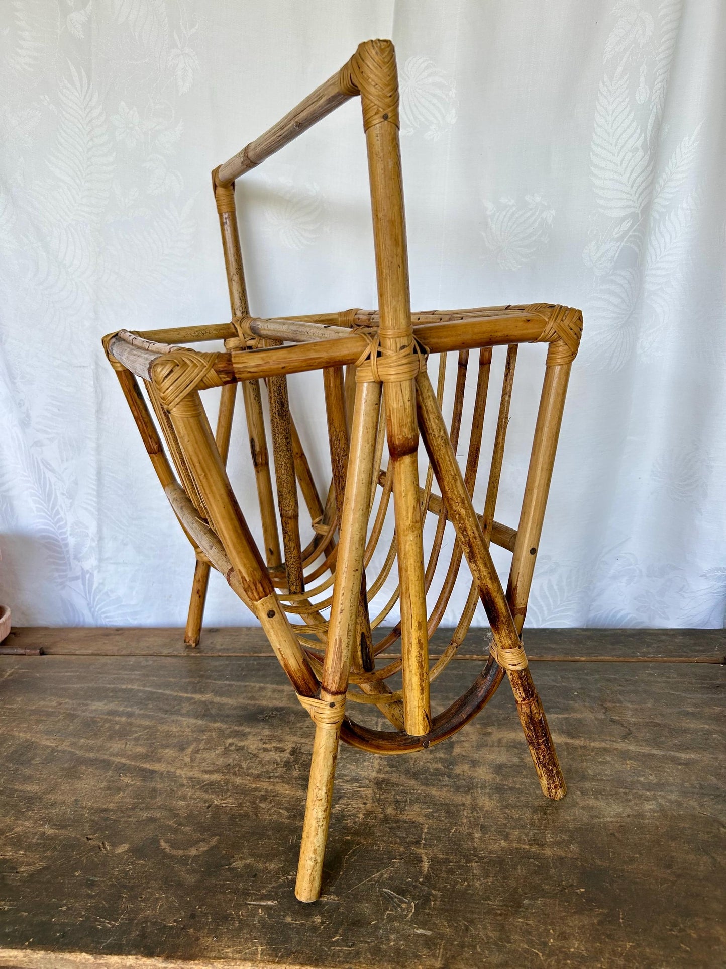 Vintage French Bentwood Tortoise Bamboo Magazine Rack