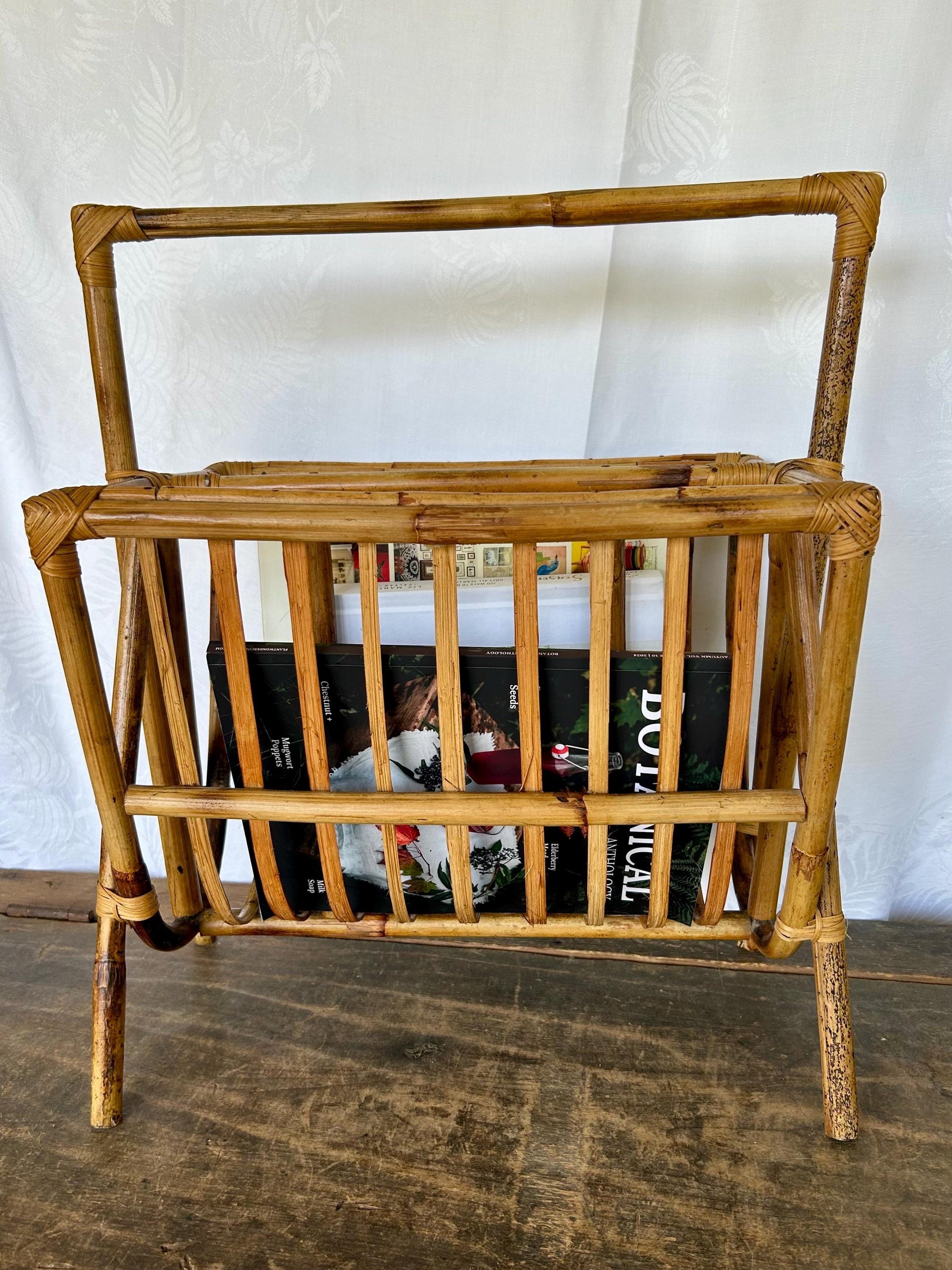 Vintage French Bentwood Tortoise Bamboo Magazine Rack