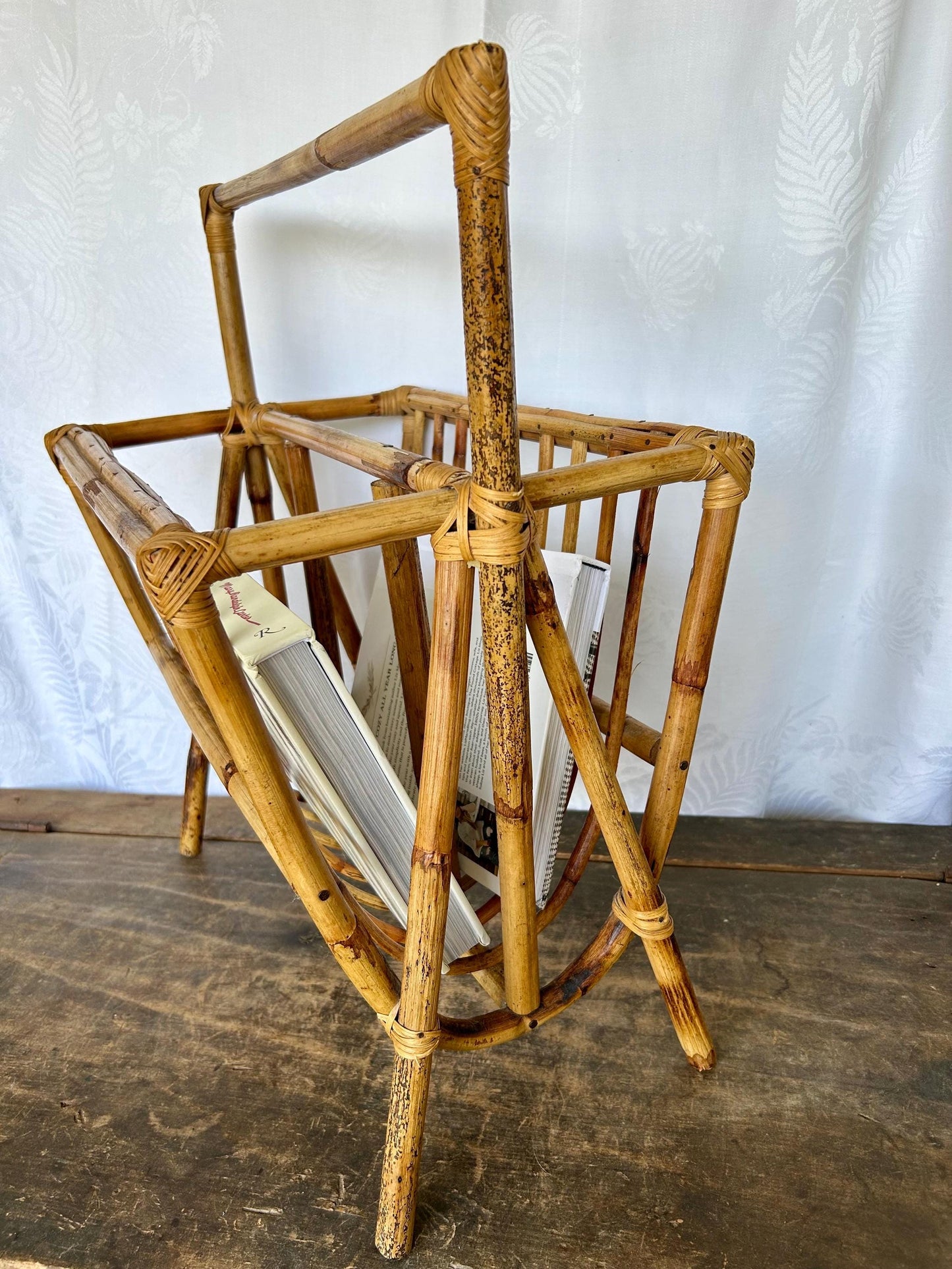 Vintage French Bentwood Tortoise Bamboo Magazine Rack