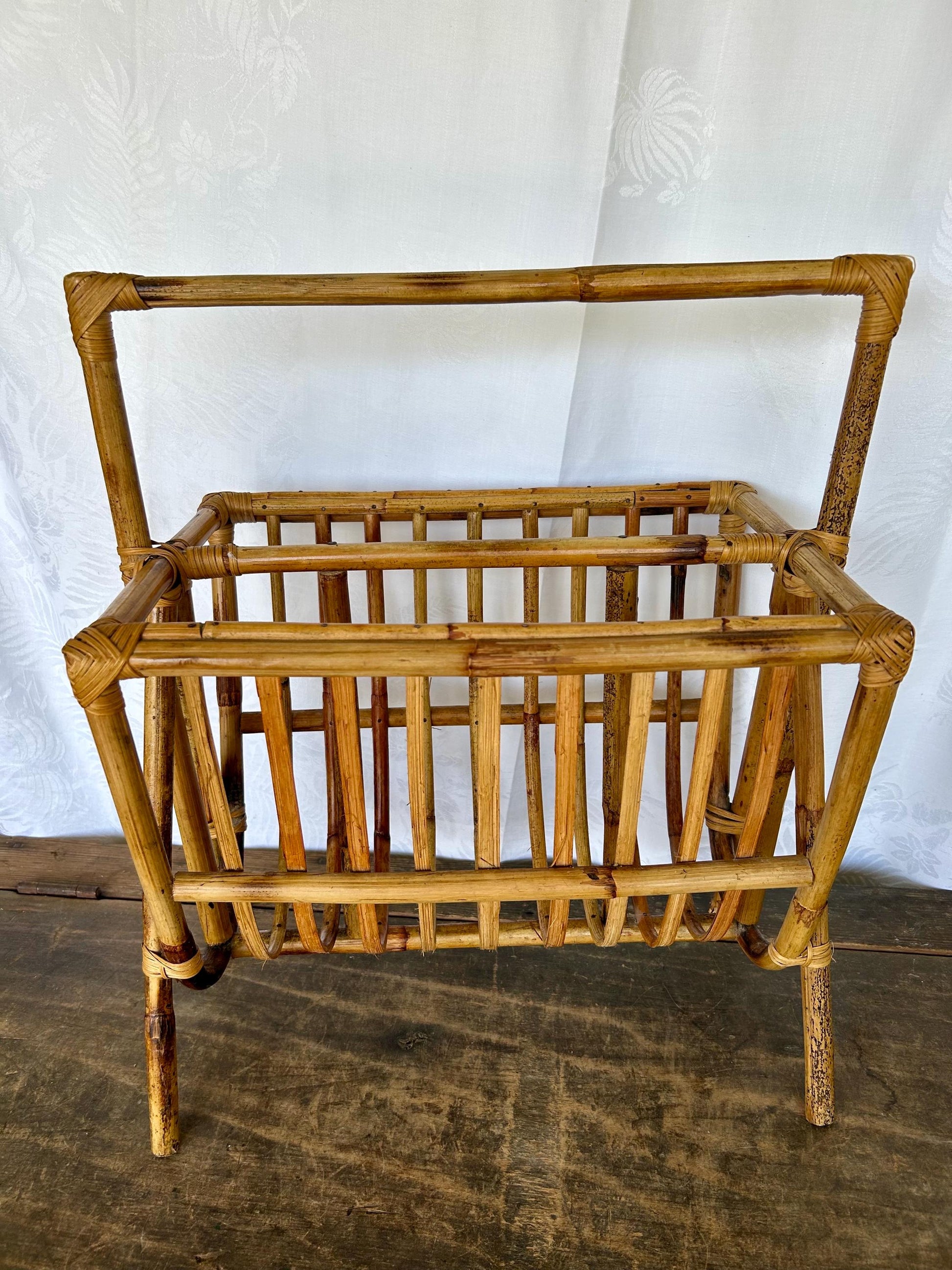 Vintage French Bentwood Tortoise Bamboo Magazine Rack