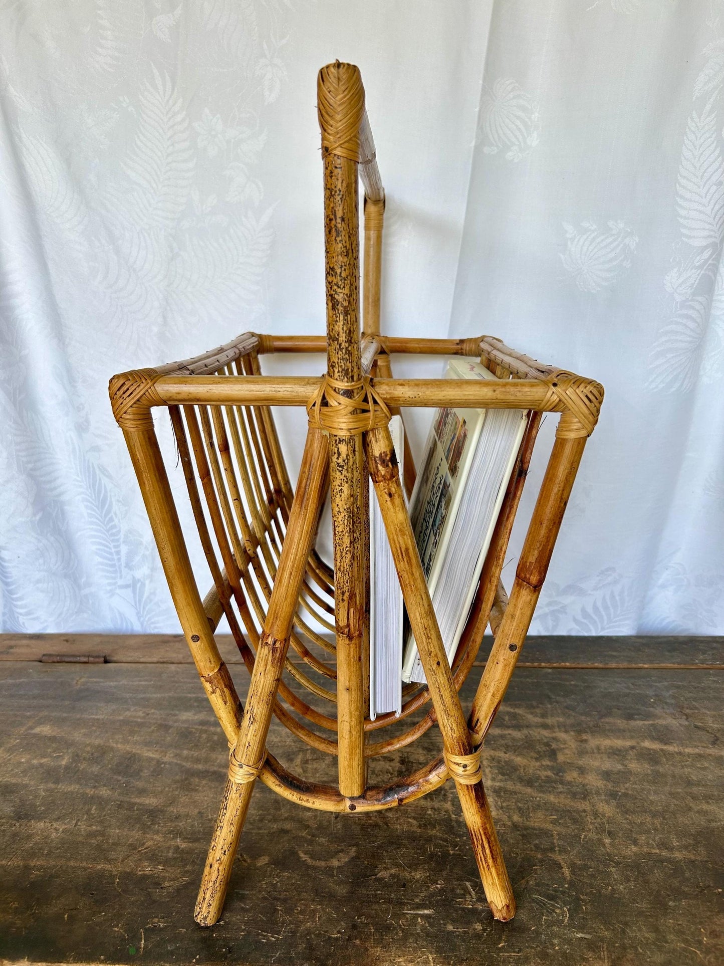 Vintage French Bentwood Tortoise Bamboo Magazine Rack