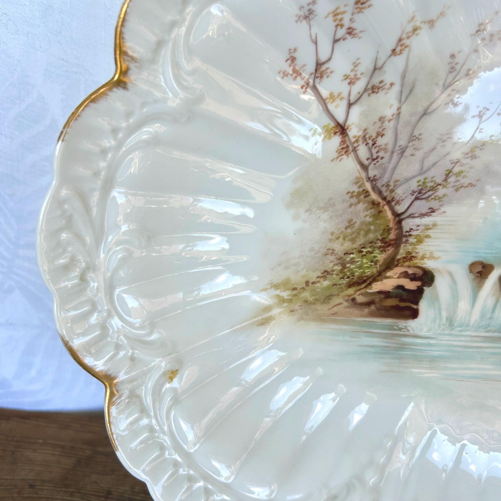 Huge Martial Redon Limoges Hand Painted Game Bird Duck Platter with Gilding, French Porcelain Platter c1890