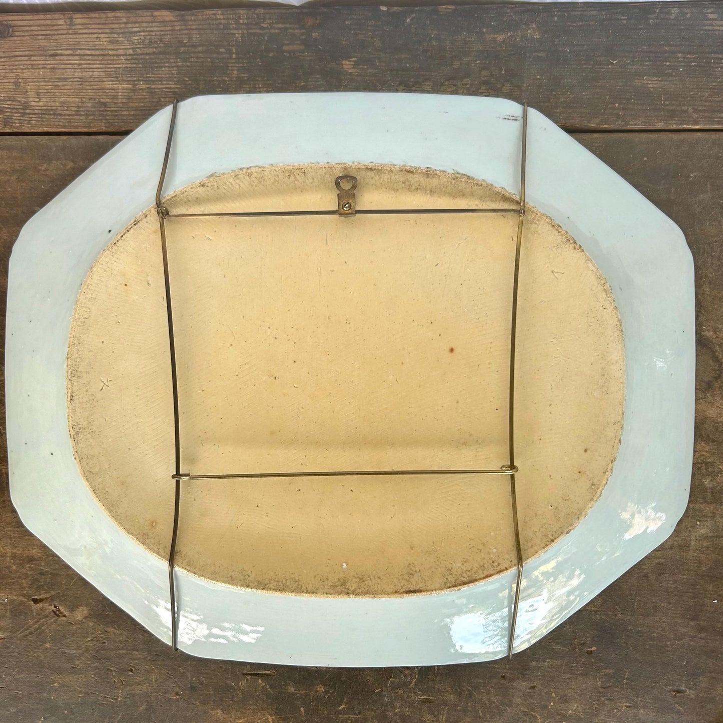 Large Antique 19th Century Blue and White Chinese Export Canton Pattern Octagonal Serving Platter