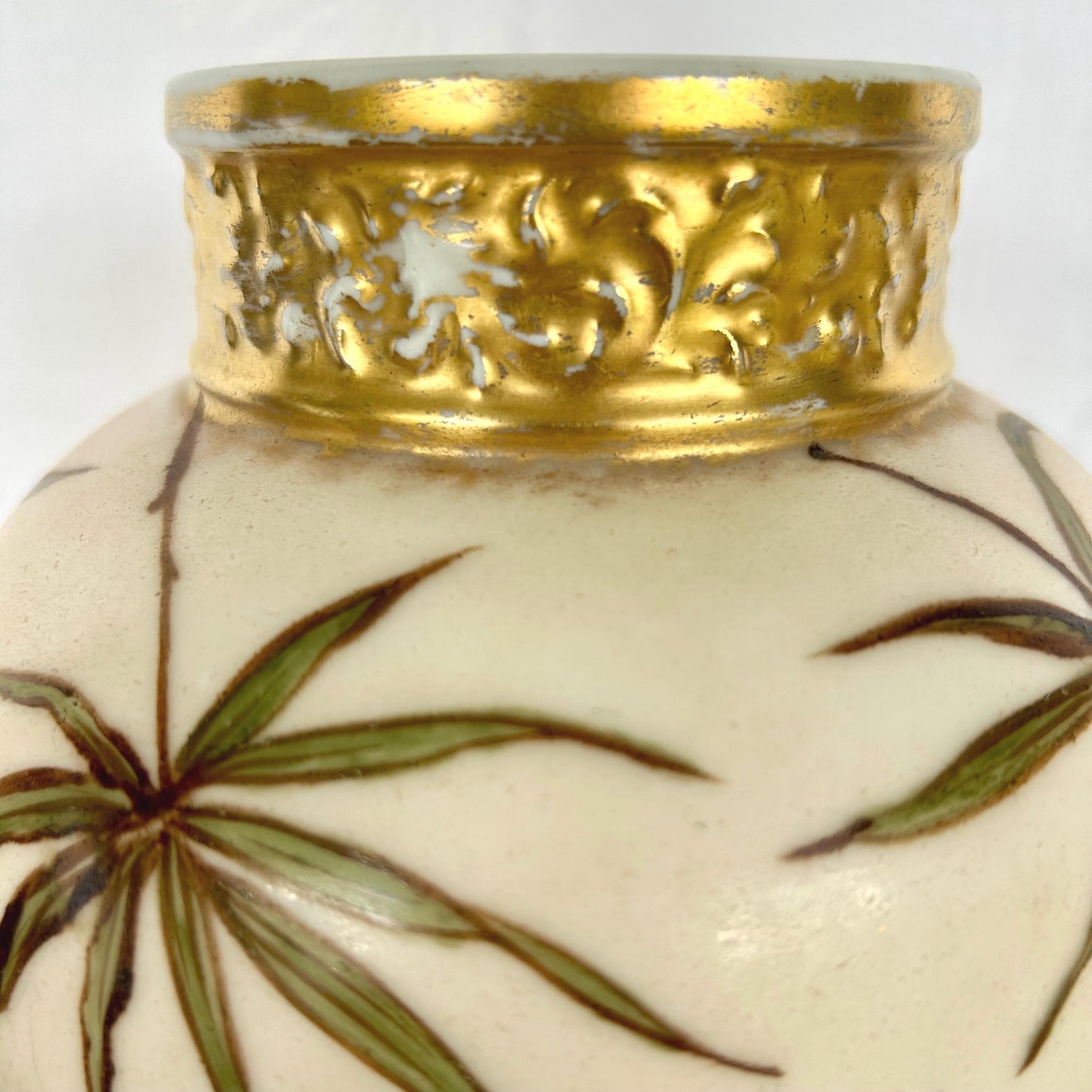 Limoges J.P. Jean Pouyat Hand Painted Floral Papyrus Gilded French Porcelain Vase Planter