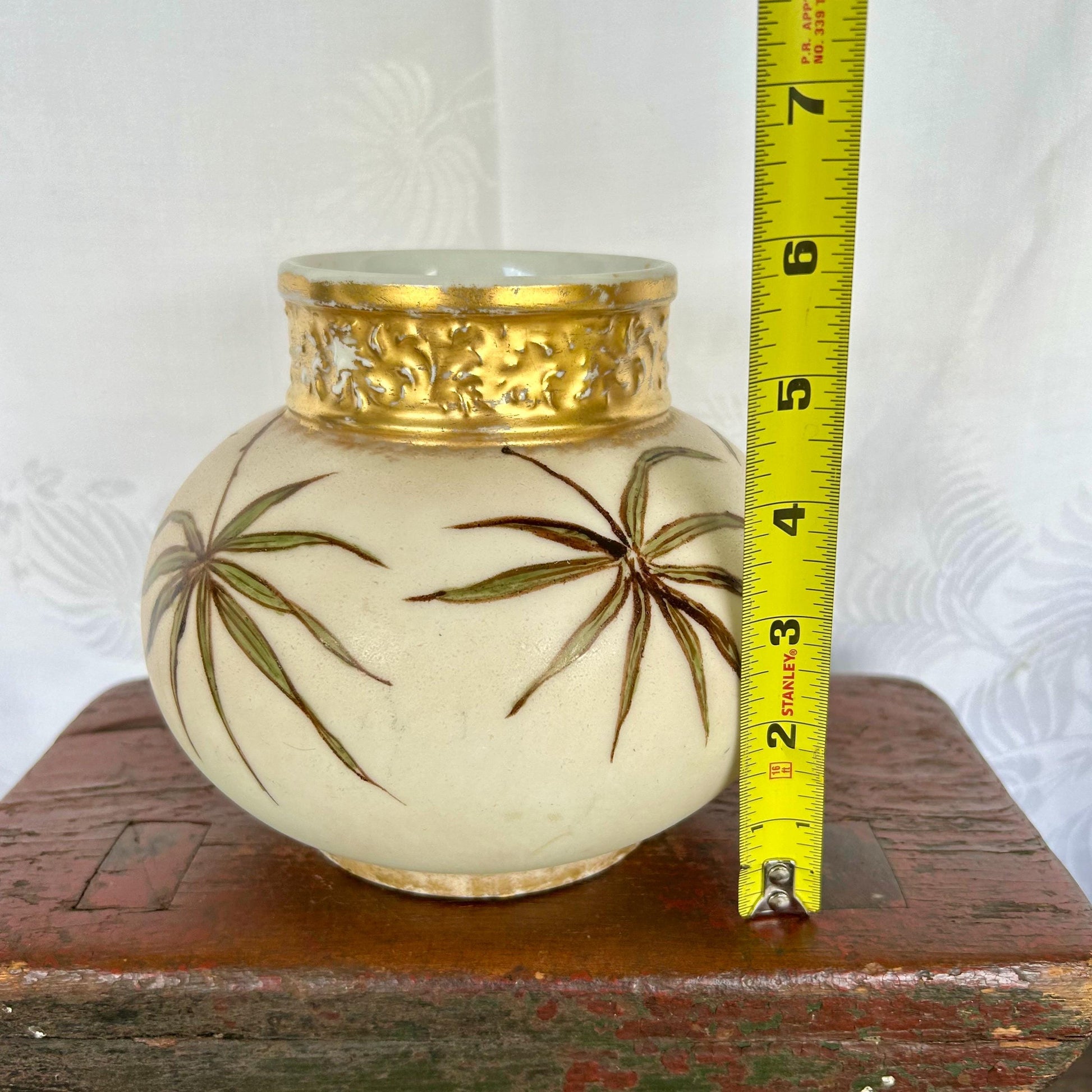 Limoges J.P. Jean Pouyat Hand Painted Floral Papyrus Gilded French Porcelain Vase Planter