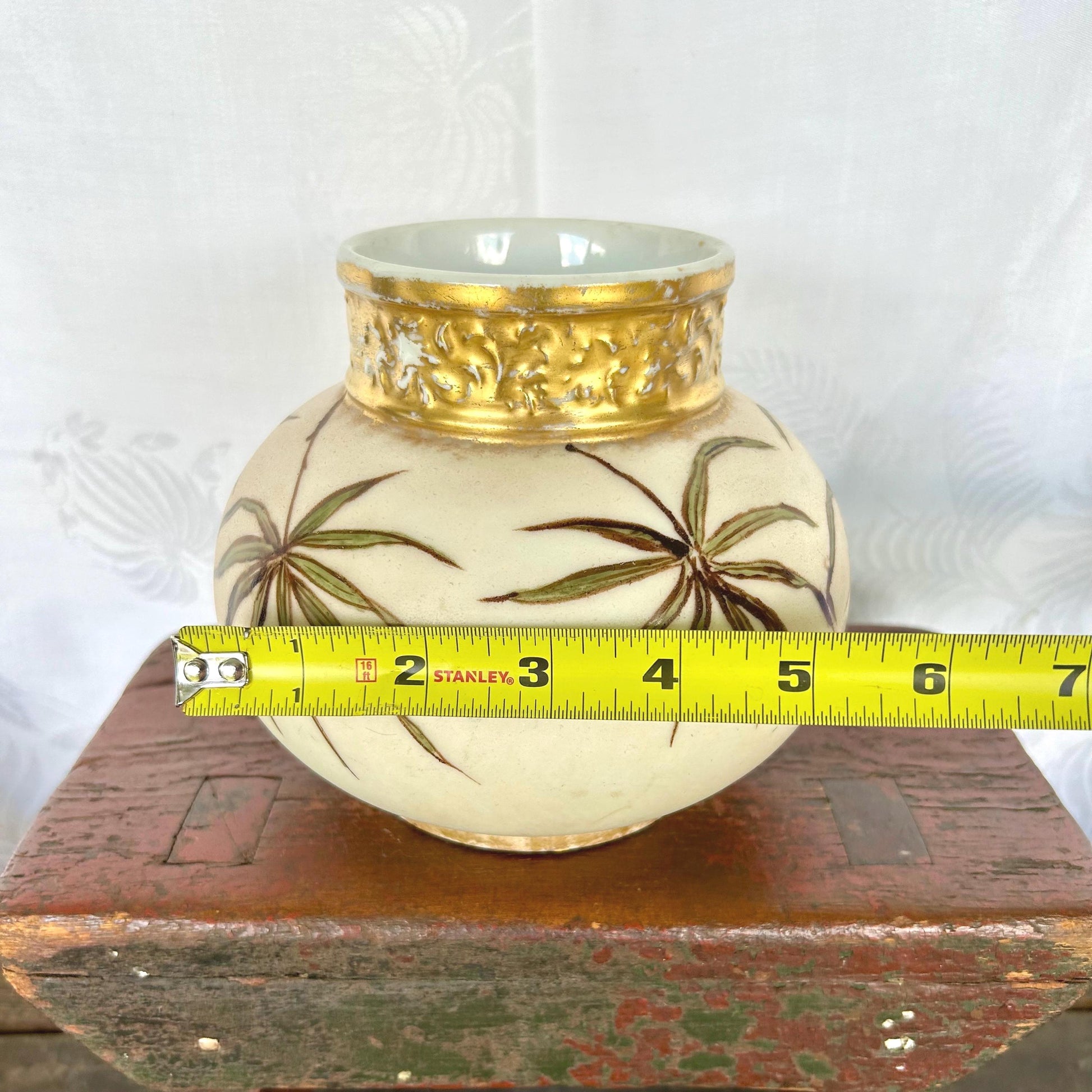 Limoges J.P. Jean Pouyat Hand Painted Floral Papyrus Gilded French Porcelain Vase Planter