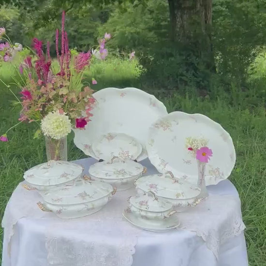 Theo Haviland France Limoges Pattern 126,  Pink and Yellow Apple Blossoms 18 inch Platter