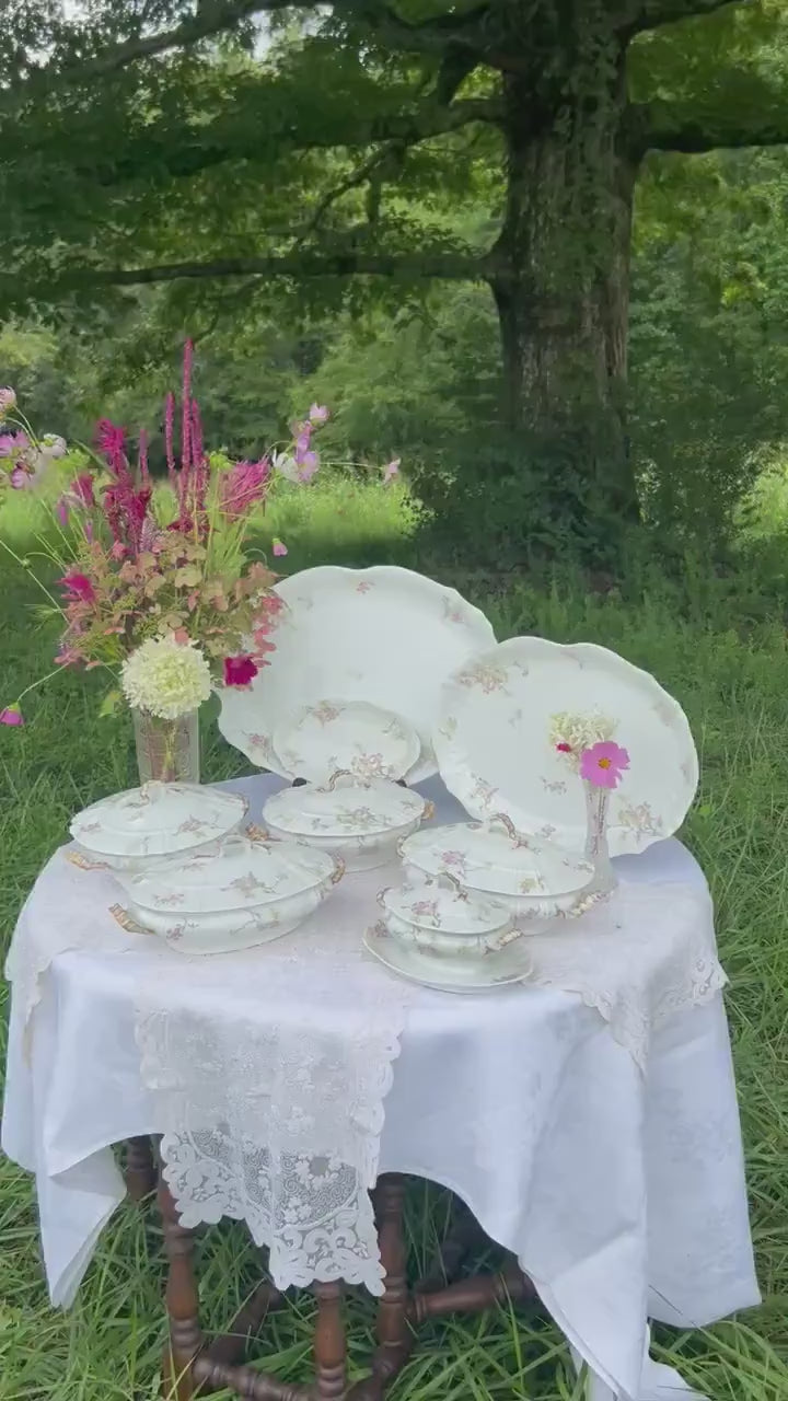 Theo Haviland France Limoges Pattern 126,  Pink and Yellow Apple Blossoms 18 inch Platter