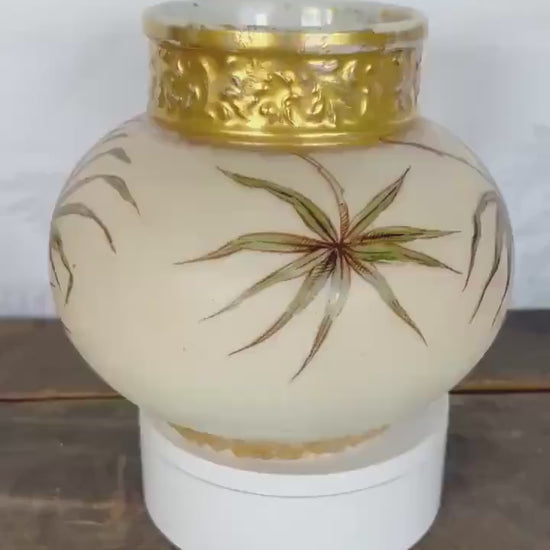 Limoges J.P. Jean Pouyat Hand Painted Floral Papyrus Gilded French Porcelain Vase Planter