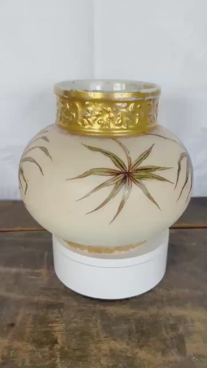 Limoges J.P. Jean Pouyat Hand Painted Floral Papyrus Gilded French Porcelain Vase Planter